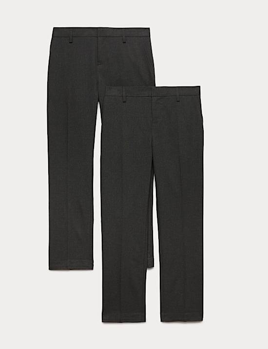 2 Pack Boys' Longer Length School Trousers (9-18 Yrs)