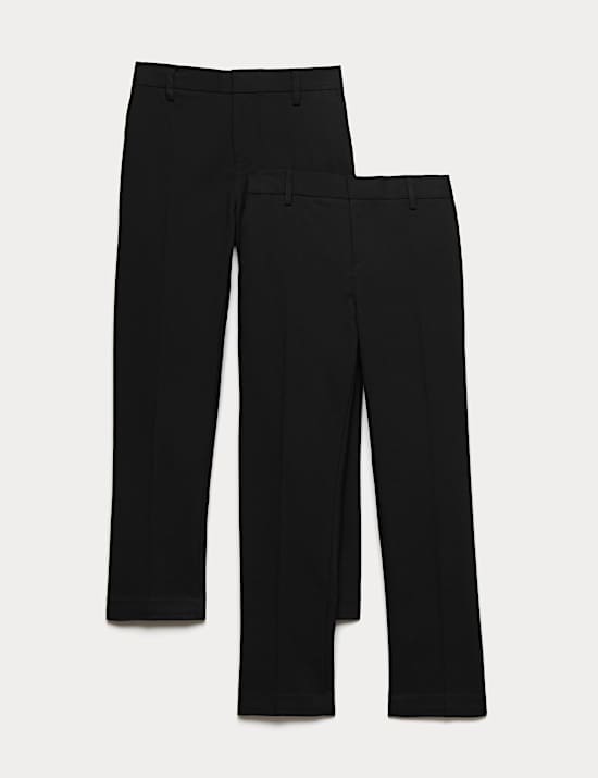 2 Pack Boys' Slim Leg Stretch Trousers (9-18 Yrs)
