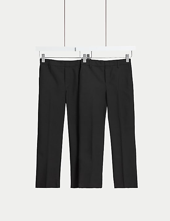2 Pack Boys' Super Skinny Leg School Trousers (2-18 Yrs)