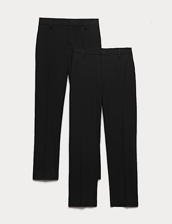 2 Pack Boys' Slim Fit School Trousers (2-18 Yrs)