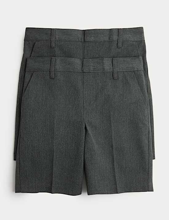 2 Pack Boys' Regular Leg School Shorts (2-15 Yrs)