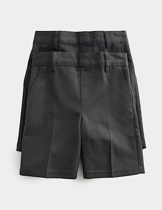 2 Pack Boys' Regular Leg School Shorts (2-15 Yrs)