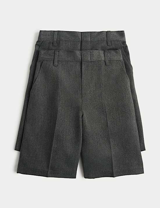 2 Pack Boys' Easy Dressing School Shorts (3-15 Yrs)