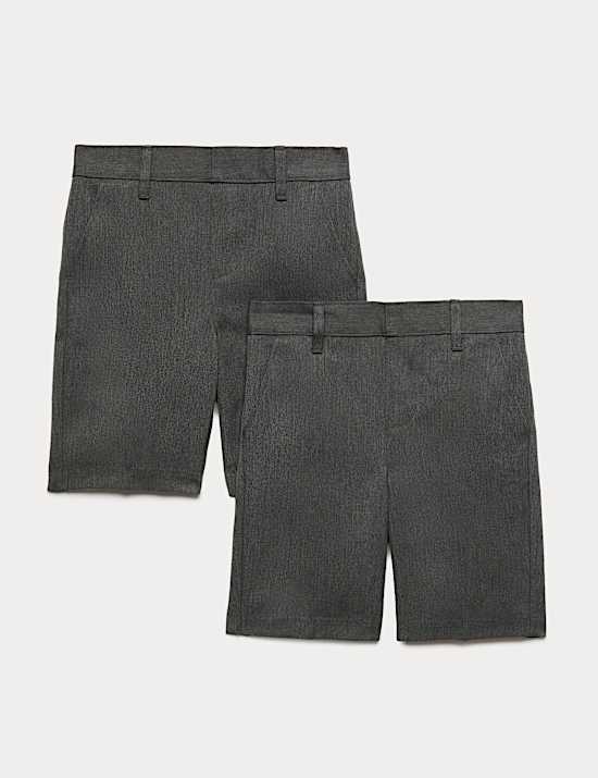 2 Pack Boys Slim Leg School Shorts (2-14 Yrs)