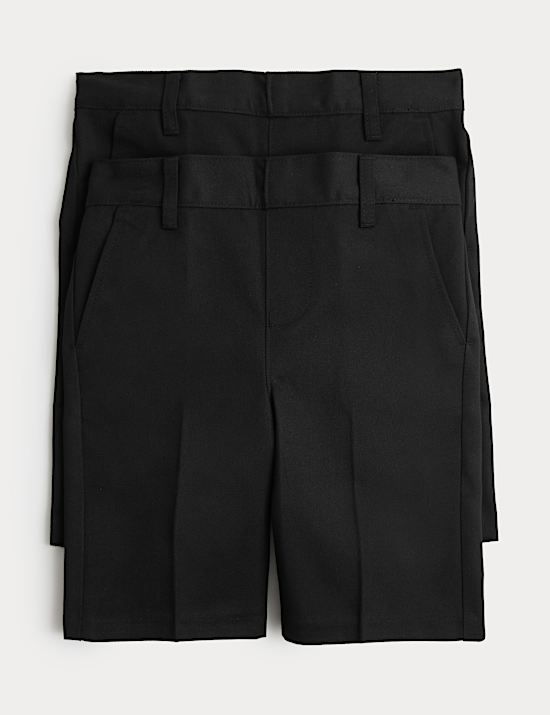 2 Pack Boys Slim Leg School Shorts (2-14 Yrs)