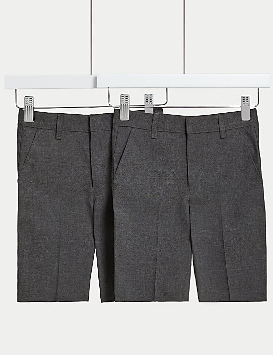 2pk Boys' Regular Leg School Shorts (2-14 Yrs)