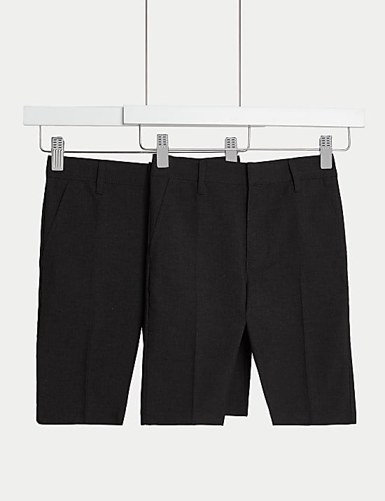 2pk Boys' Slim Leg School Shorts (2-14 Yrs)