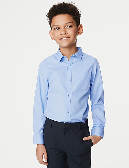 2 Pack Boys' Slim Fit Non-Iron School Shirts (2-18 Yrs)