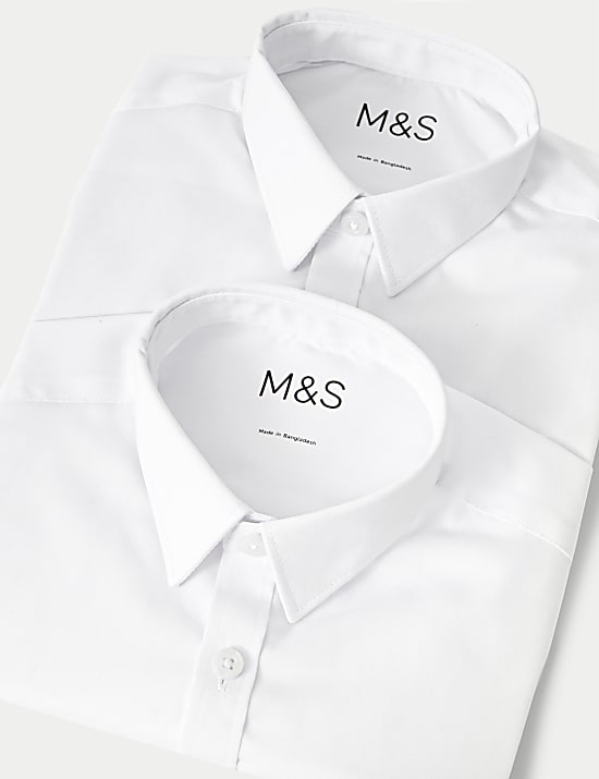 Lot de 2 chemises garçons coupe cintrée sans repassage, idéales pour l’école (du 2 au 18 ans)