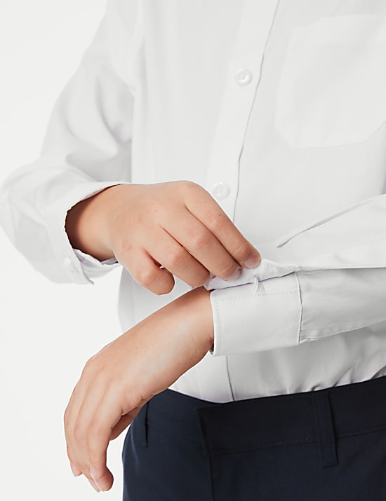 Set van 2 katoenen schooloverhemden met normale pasvorm voor jongens (2-18 jaar)