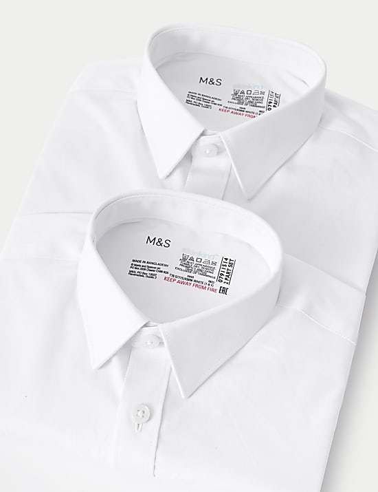 Set van 2 katoenen schooloverhemden met normale pasvorm voor jongens (2-18 jaar)