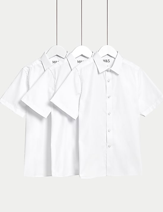 Pack de 3 camisas escolares con largo adicional de planchado fácil para chicos (4-18 años)