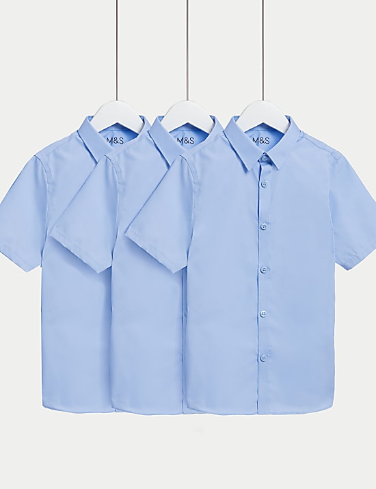 3pk Boys' Easy Iron School Shirts (2-16 Yrs)