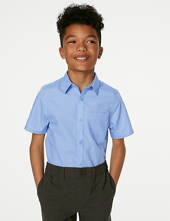 2 Pack Boys' Slim Fit Non-Iron School Shirts (2-18 Yrs)