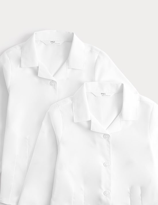 2 Pack Girls' Cotton Blend School Blouses (2-18 Yrs)