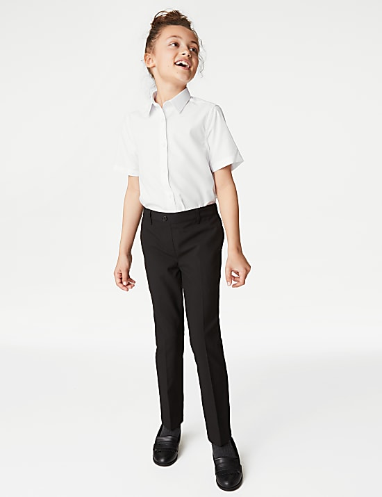 Pack de 3 camisas escolares de largo adicional de planchado fácil para chicas (4-18 años)