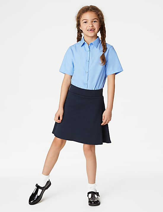 3pk Girls' Easy Iron School Shirts (2-16 Yrs)