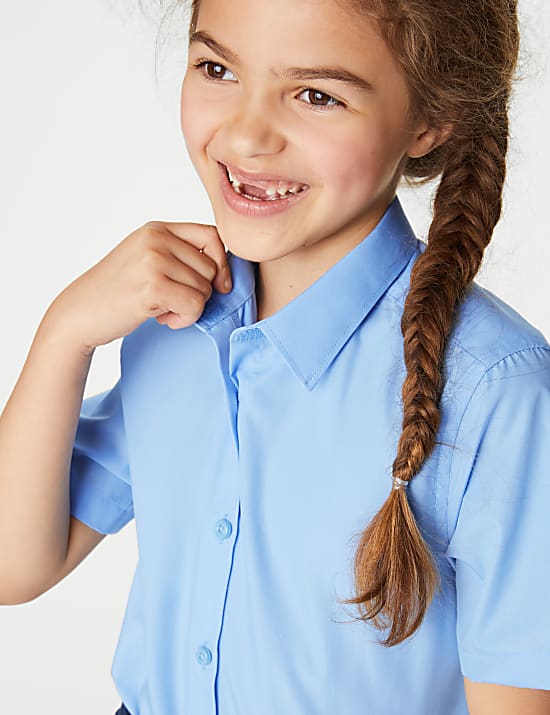 3pk Girls' Easy Iron School Shirts (2-16 Yrs)