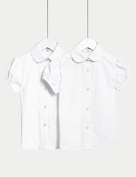 2pk Girls' Pintuck Easy Iron School Shirts (2-16 Yrs)