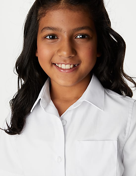 2pk Girls’ Regular Fit Cotton School Shirts (2-18 Yrs)