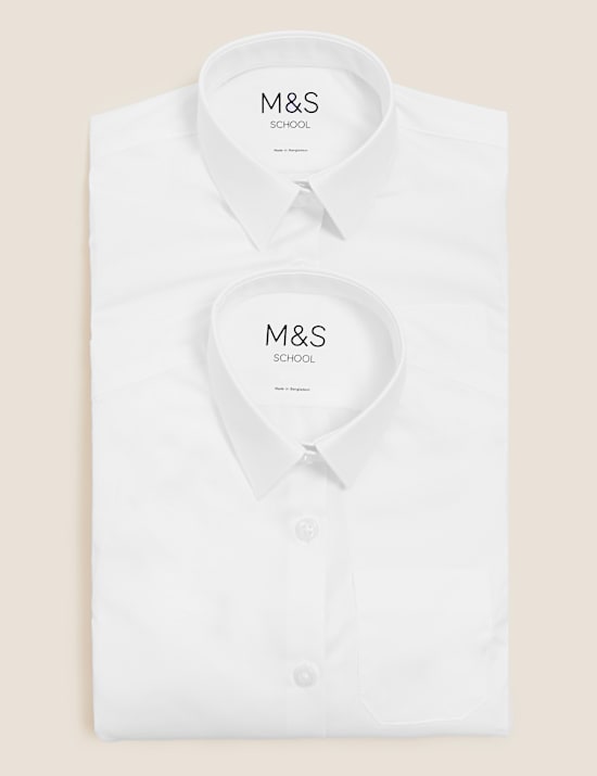 2pk Girls' Slim Fit Non-Iron School Blouses (2-16 Yrs)