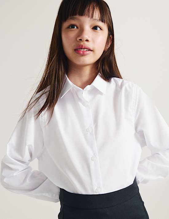 3 Pack Girls' Easy Iron School Shirts (2-16 Yrs)