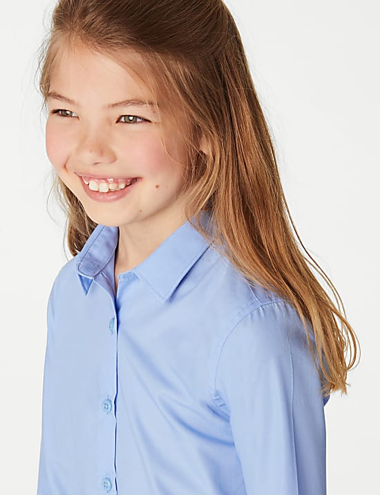 3pk Girls' Slim Fit Easy Iron School Shirts (2-16 Yrs)
