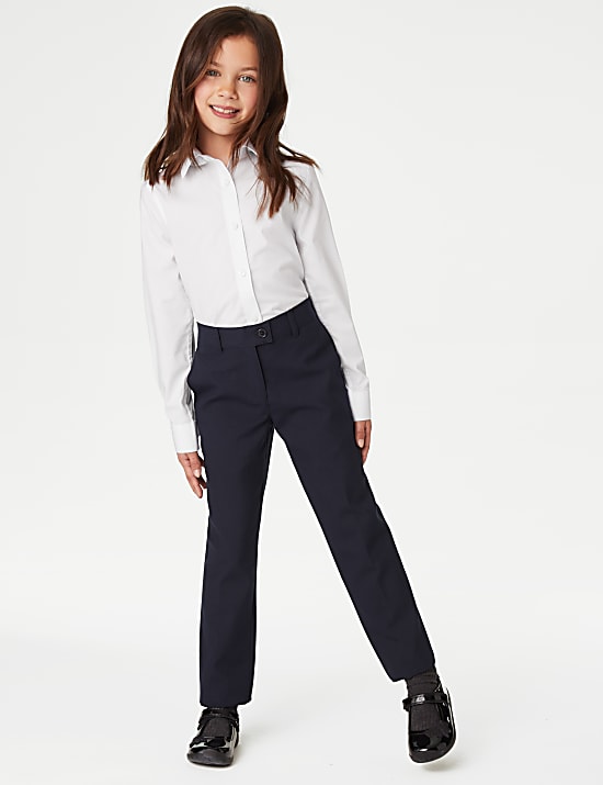 2 Pack Girls' Skinny Fit School Shirts (2-18 Yrs)