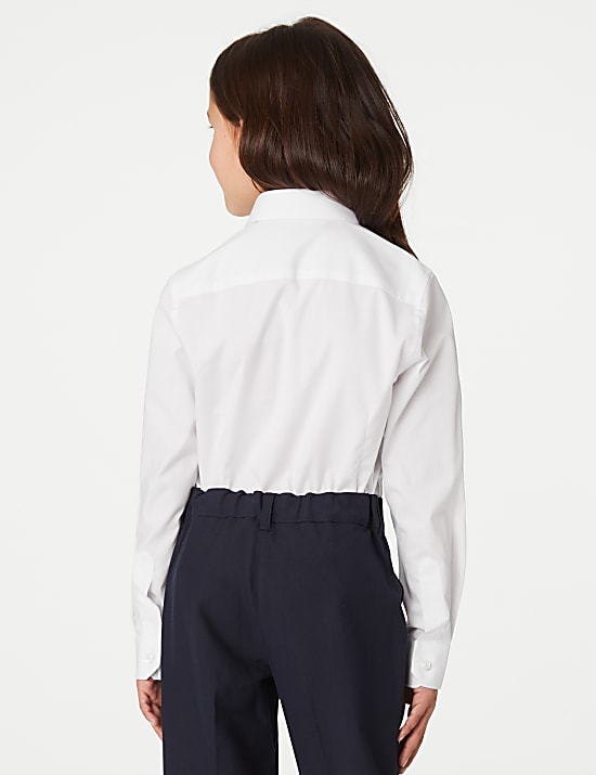 2 Pack Girls' Skinny Fit School Shirts (2-18 Yrs)