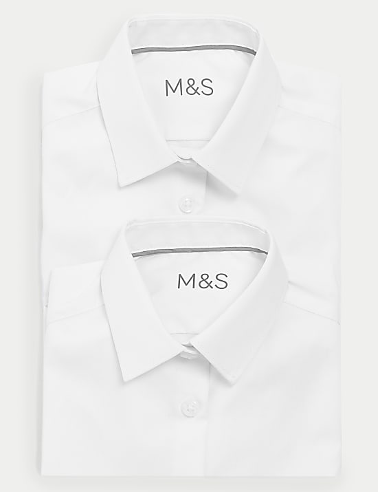 2 Pack Girls' Skinny Fit School Shirts (2-18 Yrs)