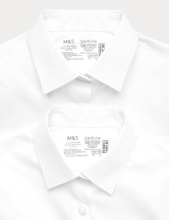 Set van 2 katoenen schooloverhemden met normale pasvorm voor meisjes (2-18 jaar)