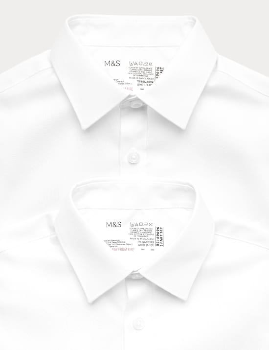 2pk Boys' Regular Fit Cotton School Shirts (2-18 Yrs)