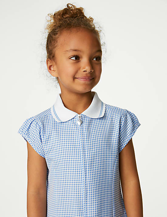 Girls' Gingham Pleated School Dress (2-14 Yrs)