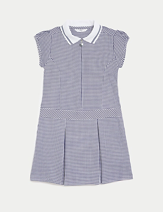 Girls' Gingham Pleated School Dress (2-14 Yrs)