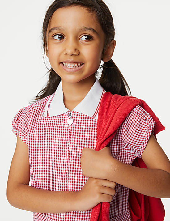 Girls' Gingham School Playsuit (2-14 Yrs)
