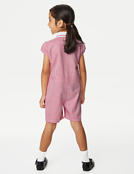 Girls' Gingham School Playsuit (2-14 Yrs)