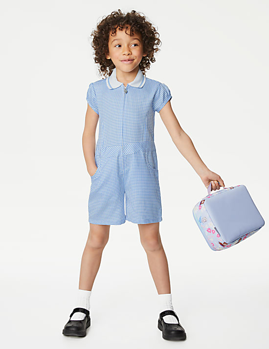 Girls' Gingham School Playsuit (2-14 Yrs)