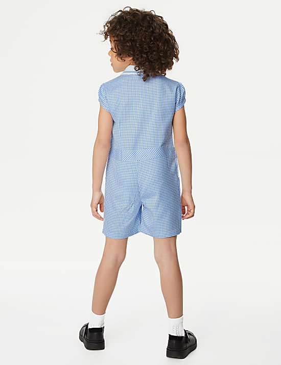 Girls' Gingham School Playsuit (2-14 Yrs)