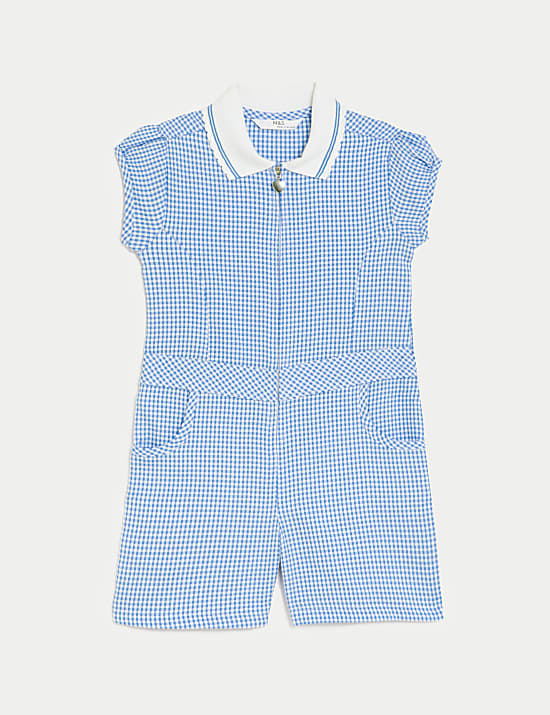 Girls' Gingham School Playsuit (2-14 Yrs)
