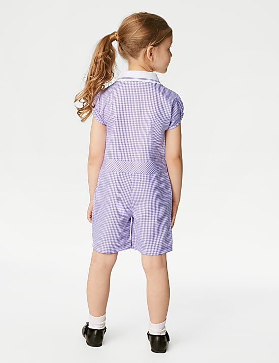 Girls' Gingham School Playsuit (2-14 Yrs)
