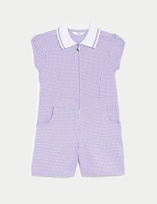 Girls' Gingham School Playsuit (2-14 Yrs)