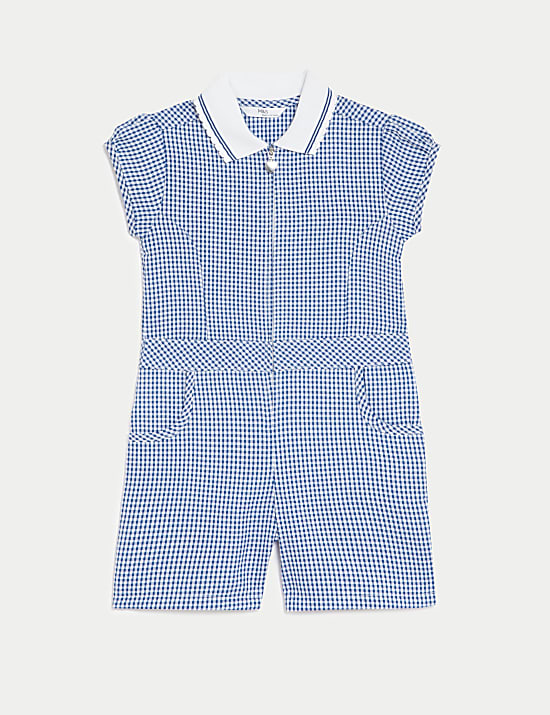 Girls' Gingham School Playsuit (2-14 Yrs)