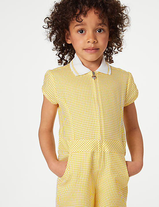 Girls' Gingham School Playsuit (2-14 Yrs)