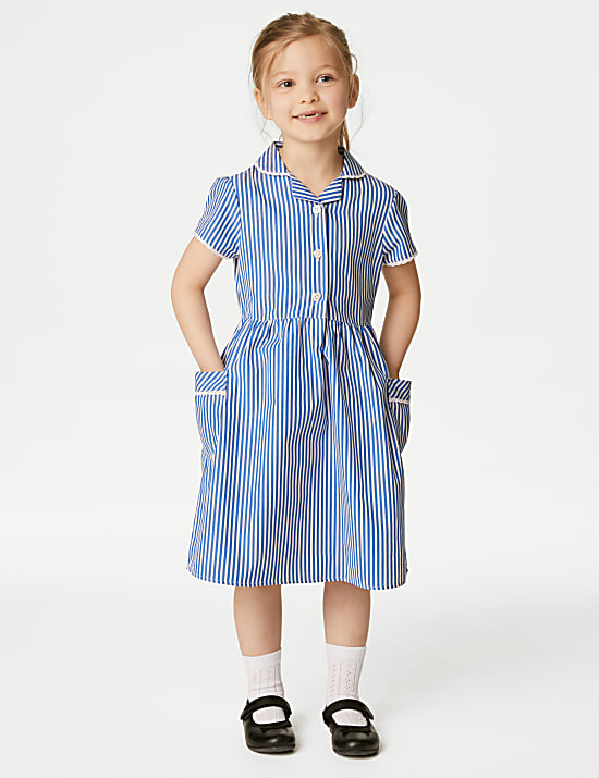 Girls' Pure Cotton Striped School Dress (2-14 Yrs)