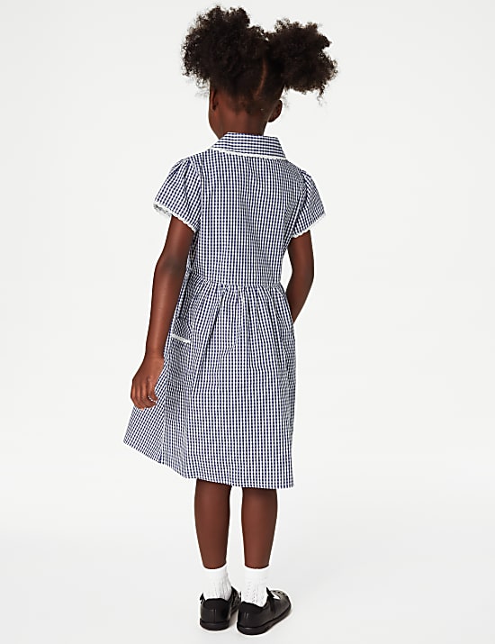 Girls' Pure Cotton Gingham School Dress (2-14 Yrs)