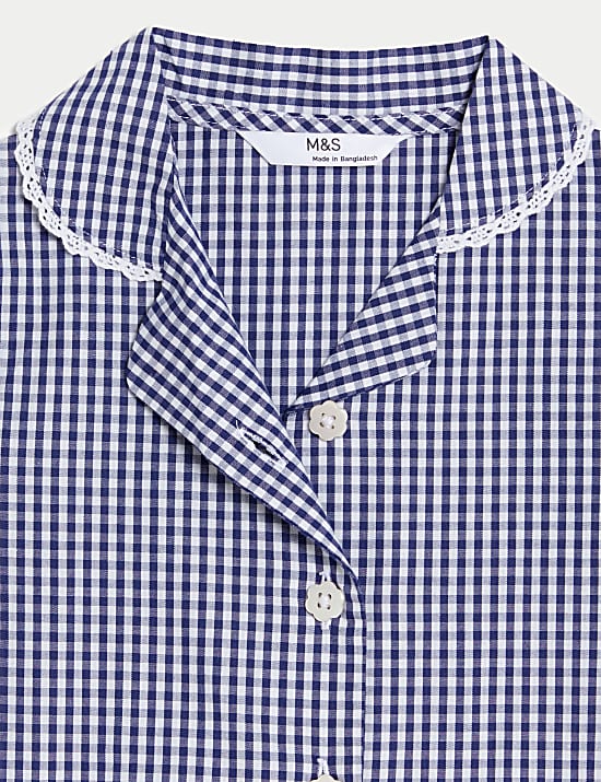 Girls' Pure Cotton Gingham School Dress (2-14 Yrs)