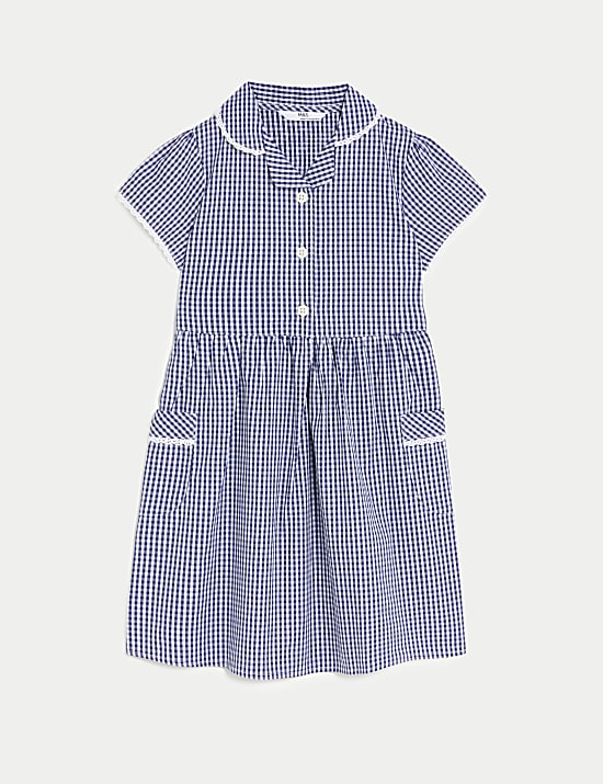 Girls' Pure Cotton Gingham School Dress (2-14 Yrs)