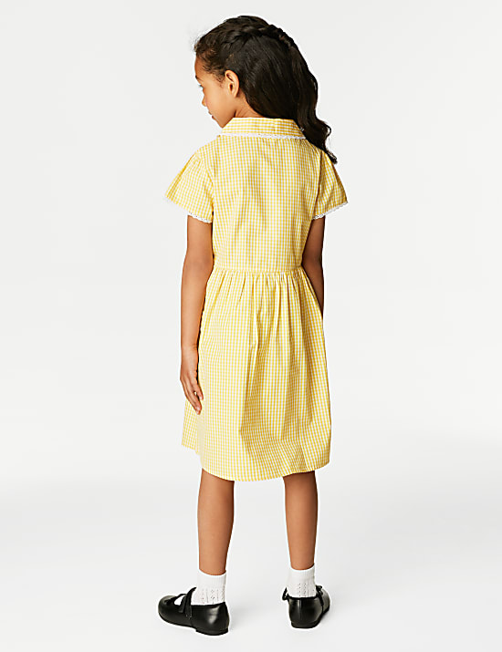 Girls' Pure Cotton Gingham School Dress (2-14 Yrs)