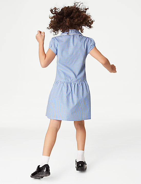 2 Pack Girls' Cotton Rich Gingham School Dresses (2-14 Yrs)