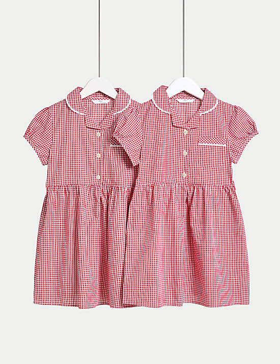 2pk Girls' Plus Fit Gingham School Dresses (2-15 Yrs)